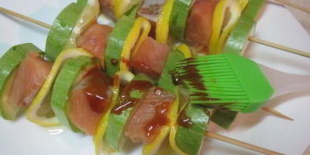 рыбные шашлычки с овощами