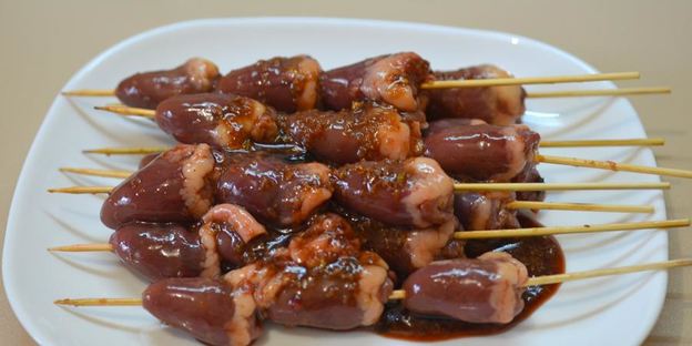 шашлык из куриных сердечек