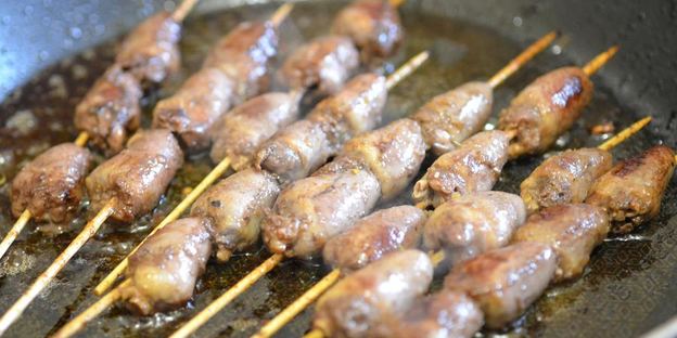 шашлык из куриных сердечек