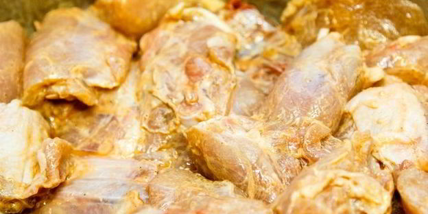 шашлык из курицы с овощами