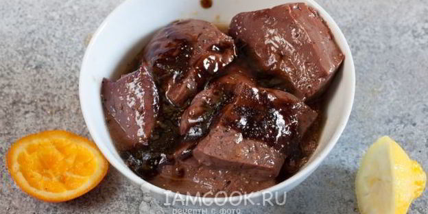 шашлык из печени в жировой сетке