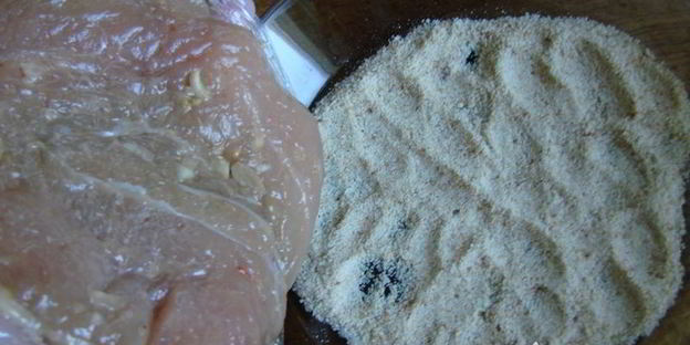 куриный шницель из кусочков малого филе