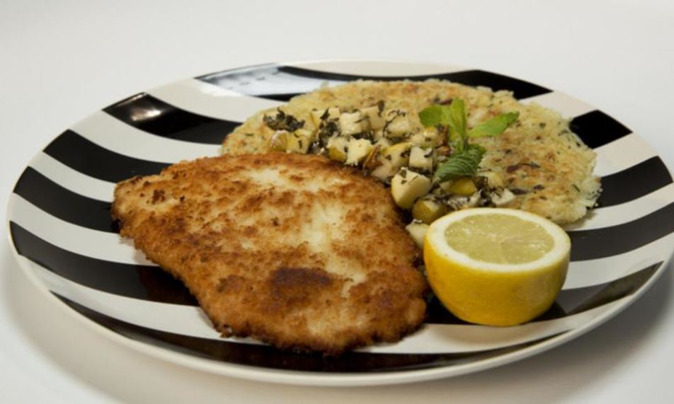 Рецепт куриного шницеля с рисовым драником