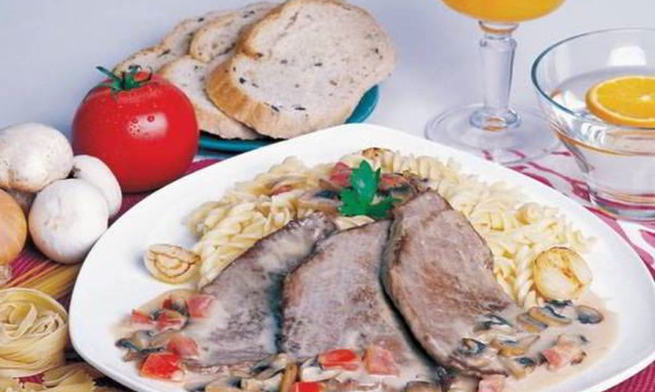 Рецепт пасты с мясными стейками в грибном соусе