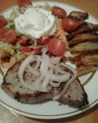 Стейк с салатом Ужин для любимого