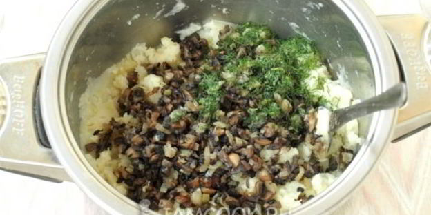 вареники из теста на кефире с картошкой и грибами