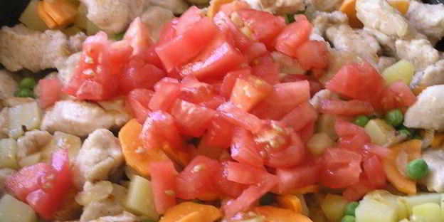 быстрое жаркое из курицы с овощами
