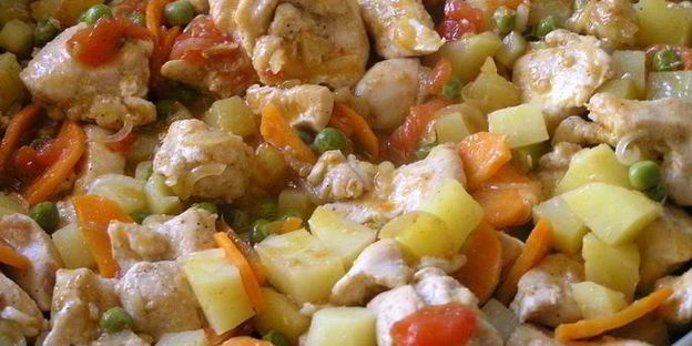 быстрое жаркое из курицы с овощами
