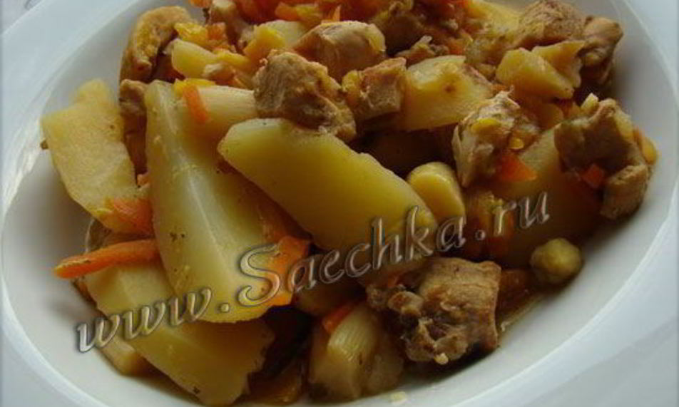 Рецепт жаркого из индейки с овощами в горшочке