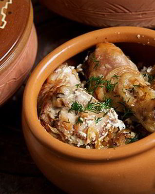 Жаркое из курицы с грибами по-русски