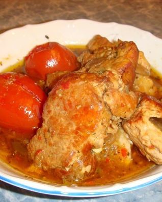 Жаркое из свинины с грибами и баклажанами