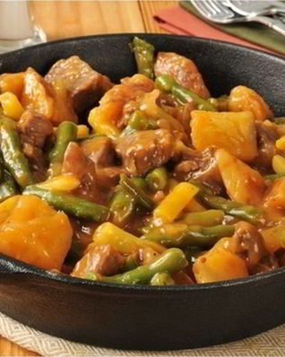 Жаркое с говядиной и зеленой фасолью