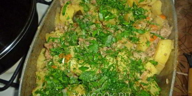 жаркое с грибами и печенью