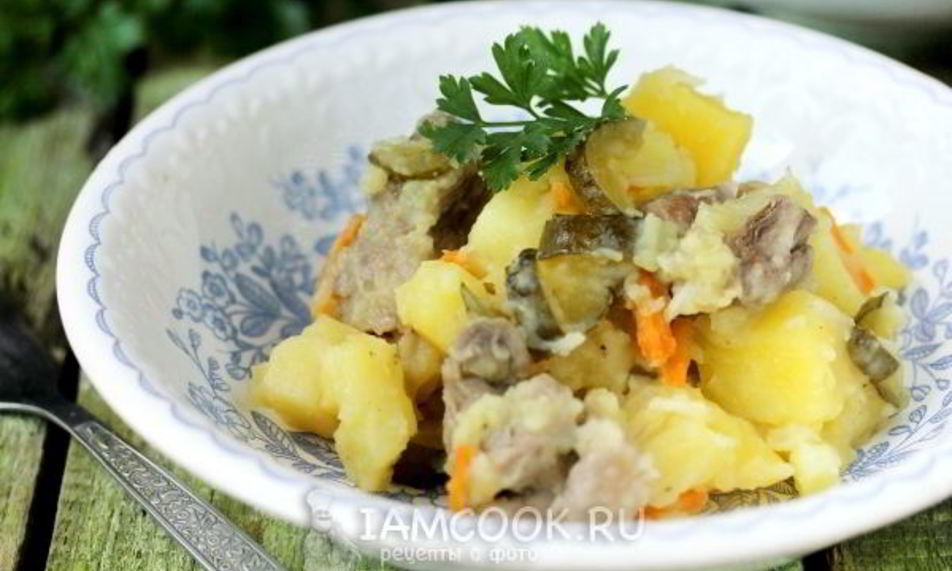 Рецепт жаркого с солеными огурцами в мультиварке