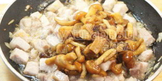 жаркое с стручковой фасолью и опятами