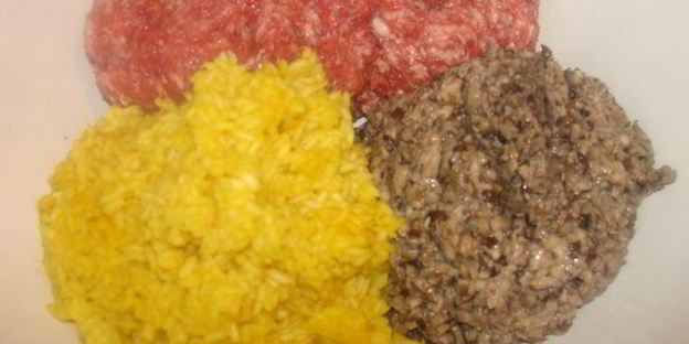 мясные зразы с лесными грибами под сливочным соусом с сыром джюгас