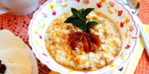 быстрая каша с тыквой и сухофруктами