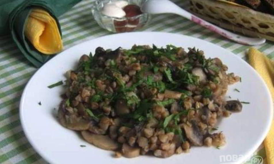 Рецепт гречки с грибами и луком