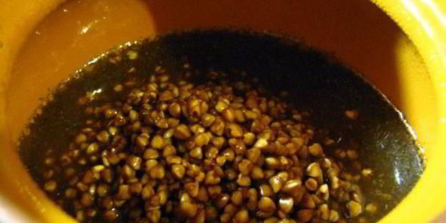 гречка с куриными сердечками