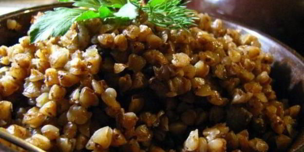 гречка с куриными сердечками