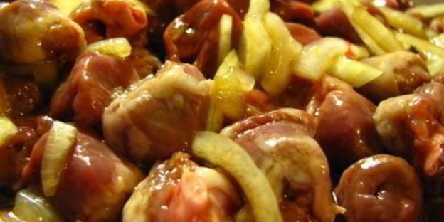 гречка с куриными сердечками