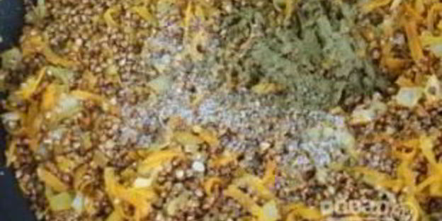 гречка с овощами и чесноком