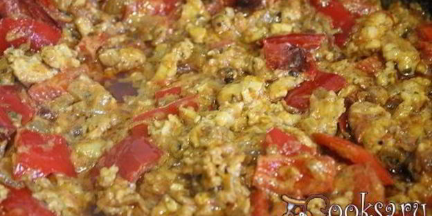 гречневая каша с болгарским перцем и фаршем