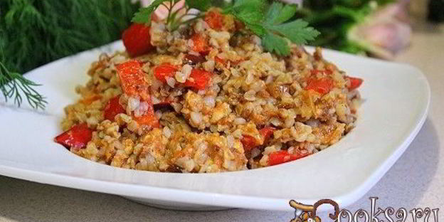 гречневая каша с болгарским перцем и фаршем
