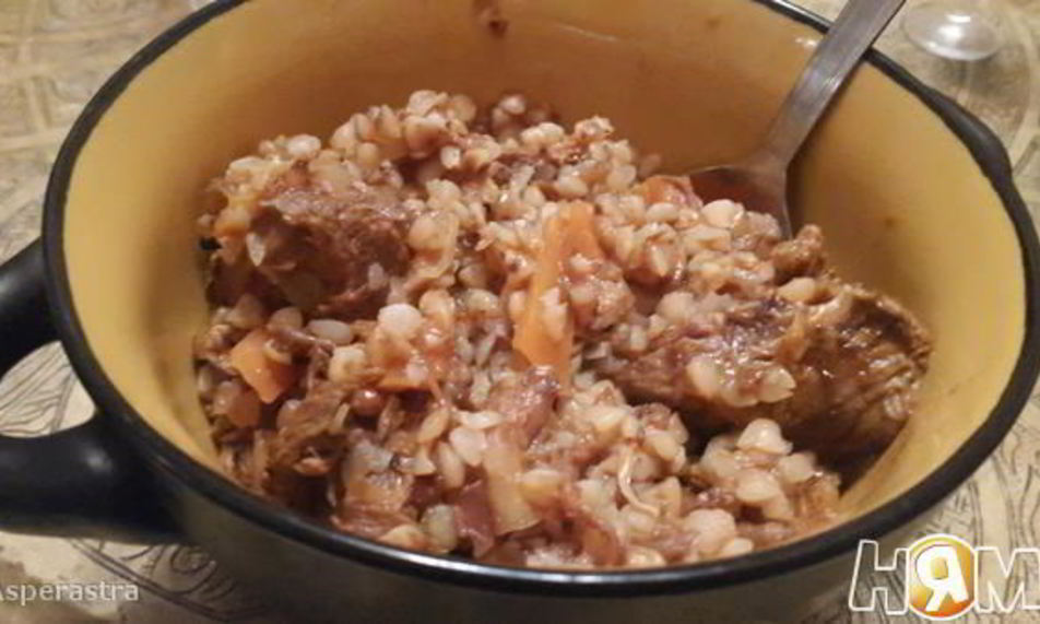 Рецепт очень мясной томленой гречневой каши