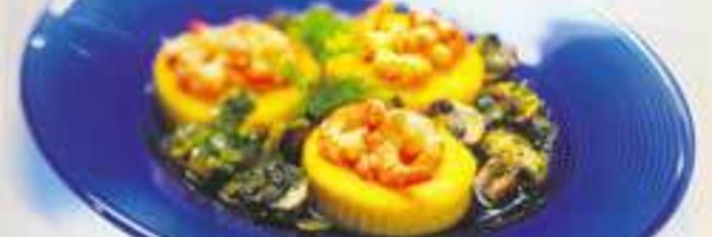 Полента с креветками