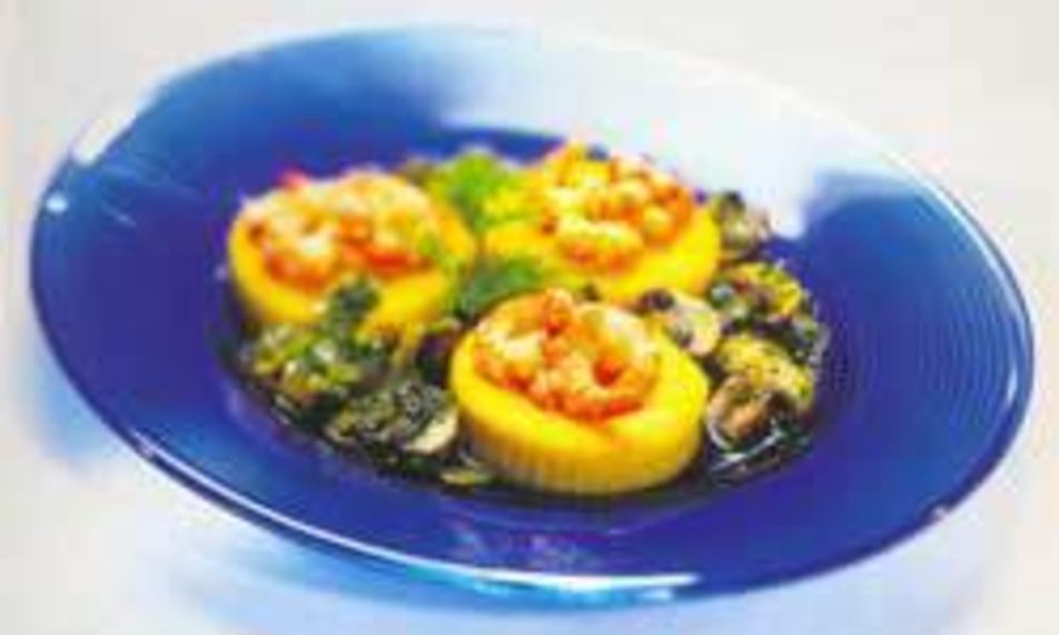 Рецепт поленты с креветками