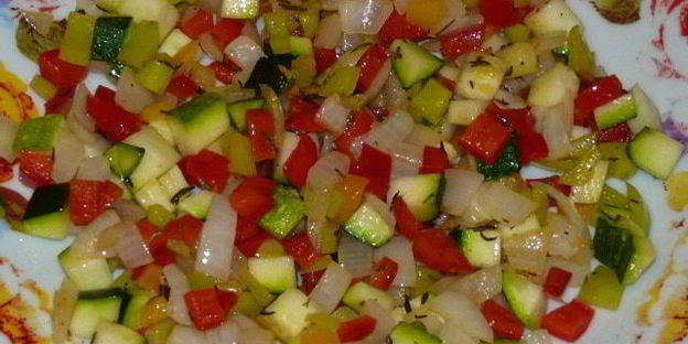 запеченная полента с овощами