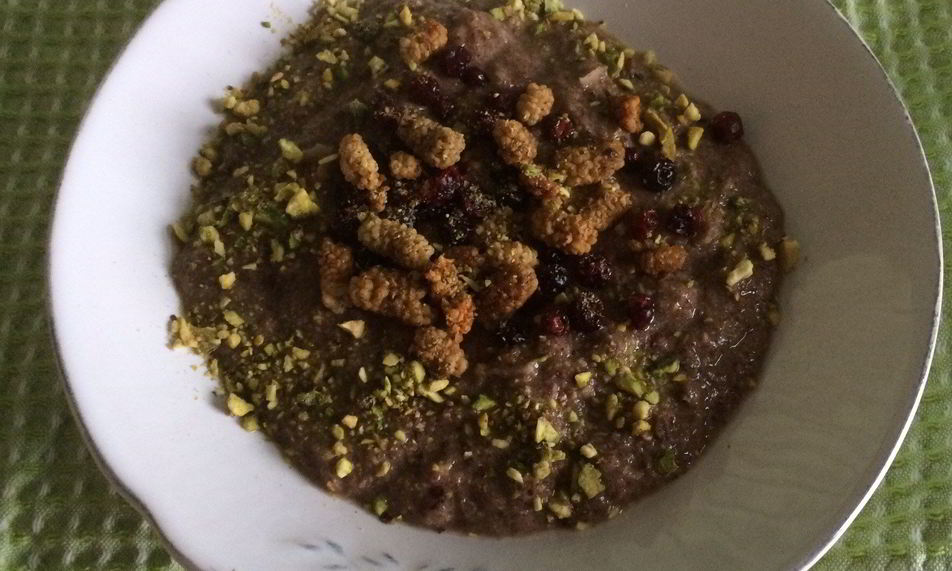 Рецепт льняной каши с шелковицей на апельсиновом соке