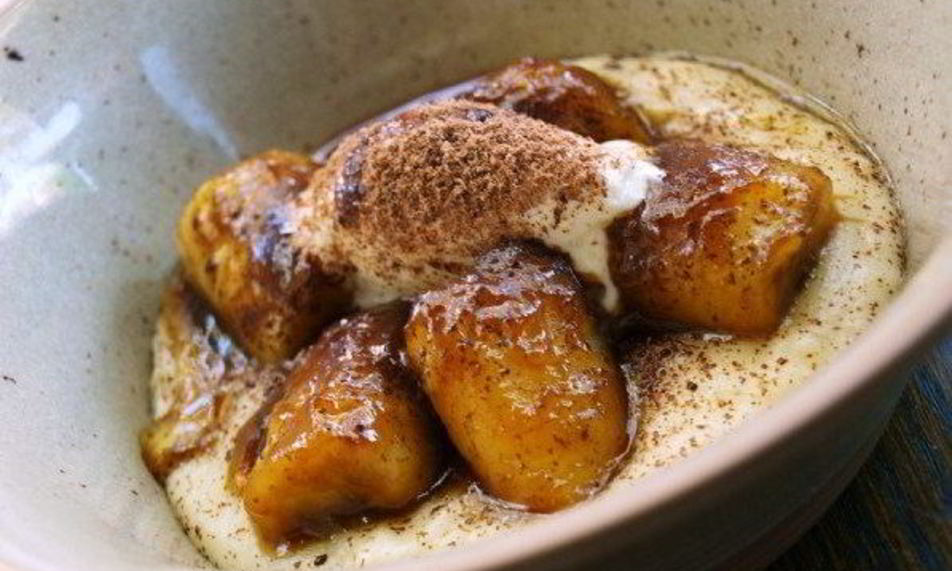 Рецепт манной каши с соте из бананов и кремом из маскарпоне