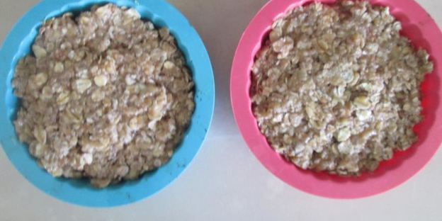 запеченная каша с бананами и яблочным пюре перевертыш