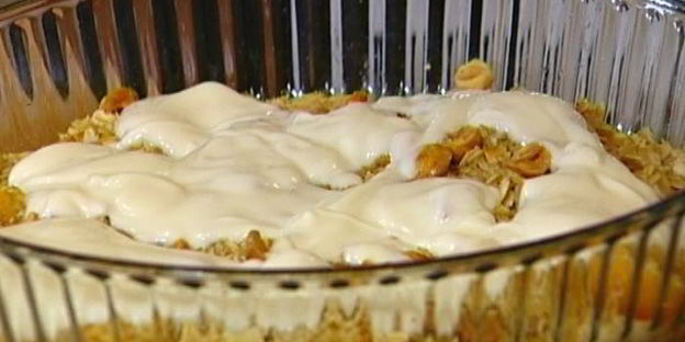 хрустящая овсянка с йогуртом, персиками и абрикосами