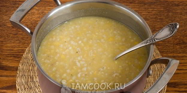 гороховая каша с перловкой и сыром