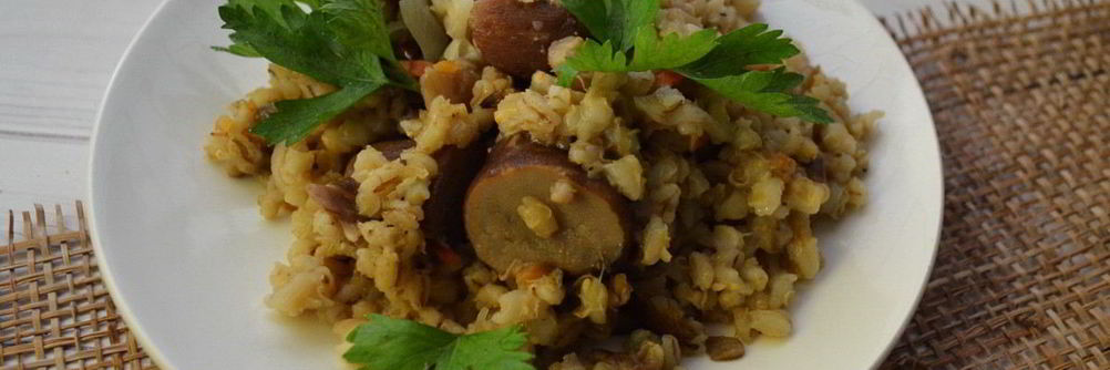 Перловка с белыми грибами