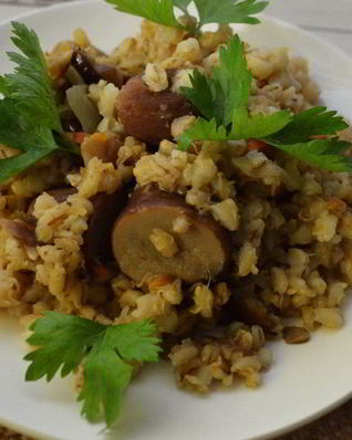 Перловка с белыми грибами