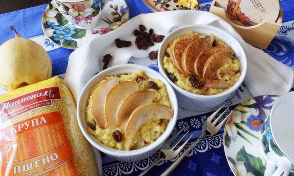 Рецепт каши пшенной с грушами и изюмом