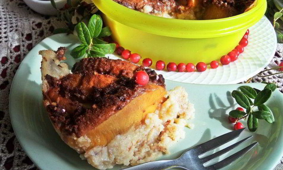 Рецепт каши пшенной, запеченной под персиком