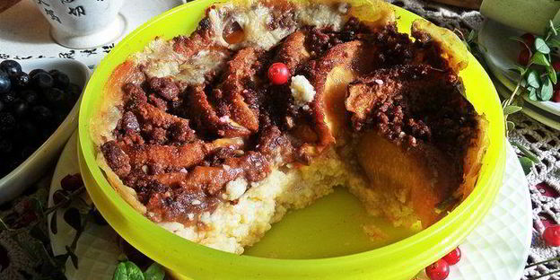 каша пшенная, запеченная под персиком