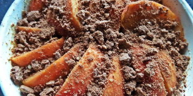 каша пшенная, запеченная под персиком