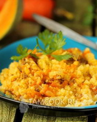 Пшенная каша с фаршем и тыквой в мультиварке