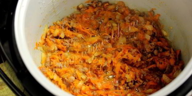 пшенная каша с фаршем и тыквой в мультиварке