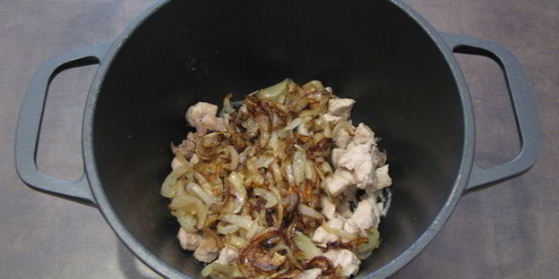 пшенная каша с картофелем и свининой