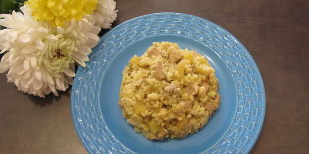 пшенная каша с картофелем и свининой