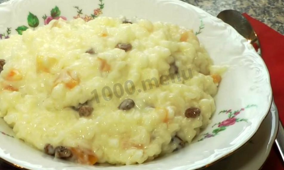 Рецепт рисовой каши с изюмом и молоком