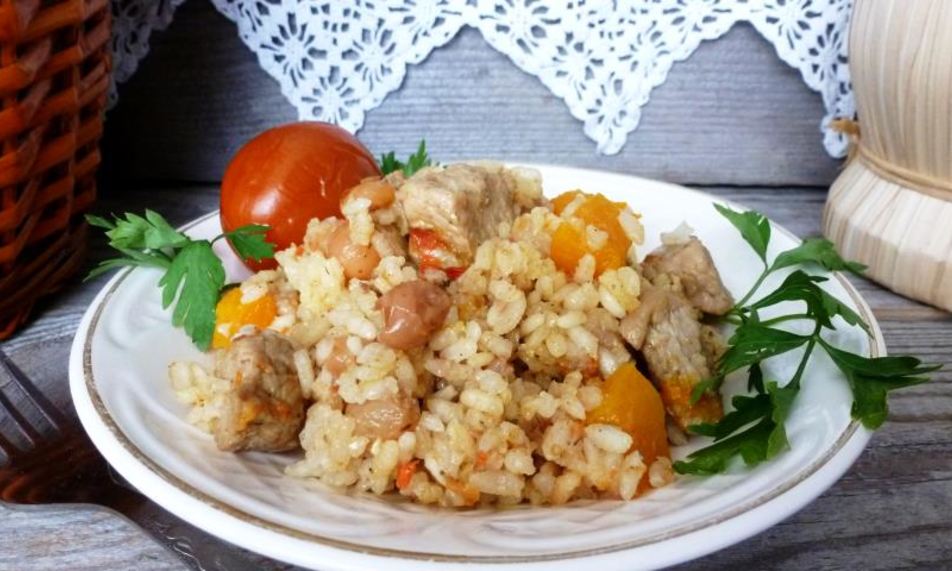 Рецепт рисовой каши со свининой и тыквой
