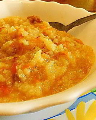 Русская полевая рисовая каша с мясом